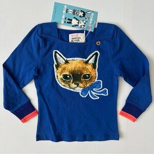 Mim-Pi Blue Cat Long Sleeve Tee Size 4 years (104)